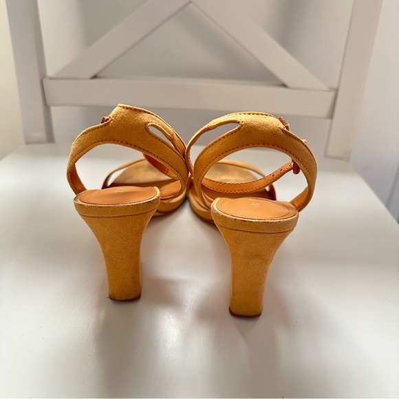 Mango Ankle Strap Faux Suede Heeled Sandals in Peach Orange - Picture 4 of 10